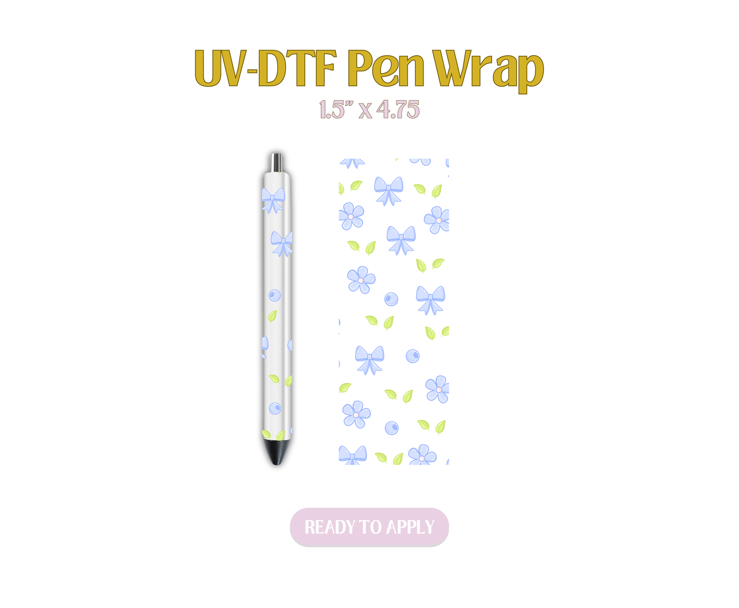 Blueberries Floral UV-DTF Pen Wraps