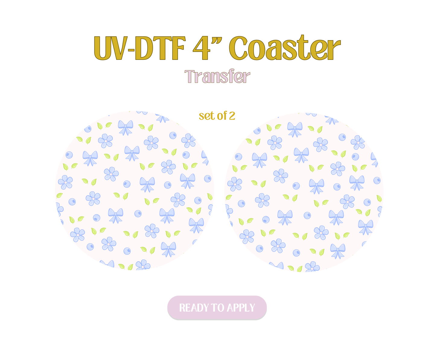 Blueberries Floral UV-DTF 4" Coaster
