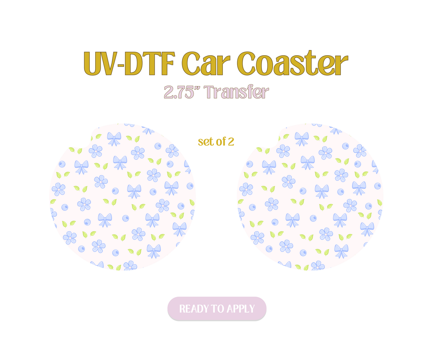 Blueberries Floral UV-DTF Car Coaster