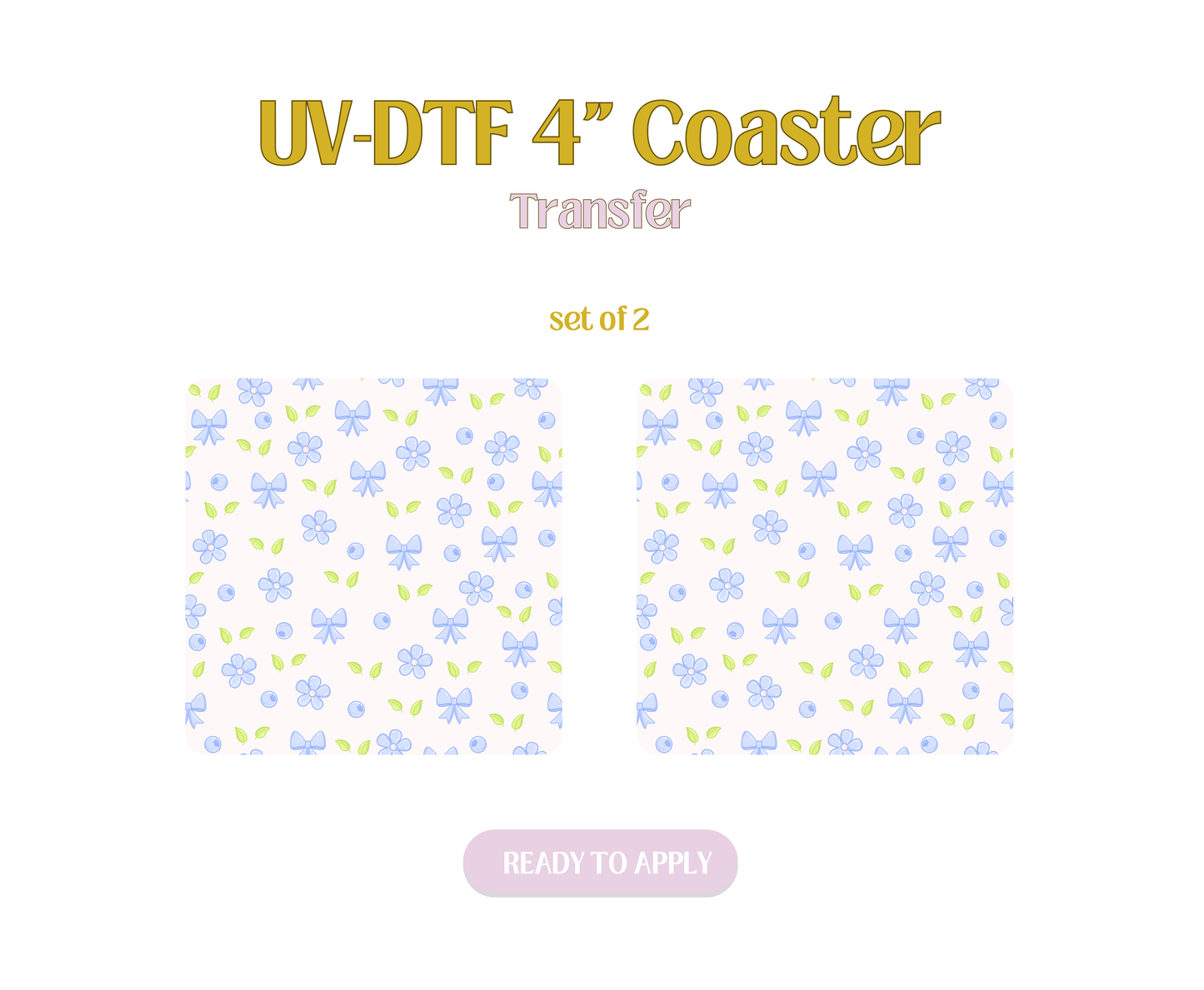 Blueberries Floral UV-DTF 4" Coaster