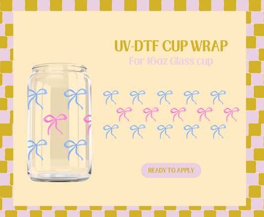 Blue Pink bows UV-DTF Wrap