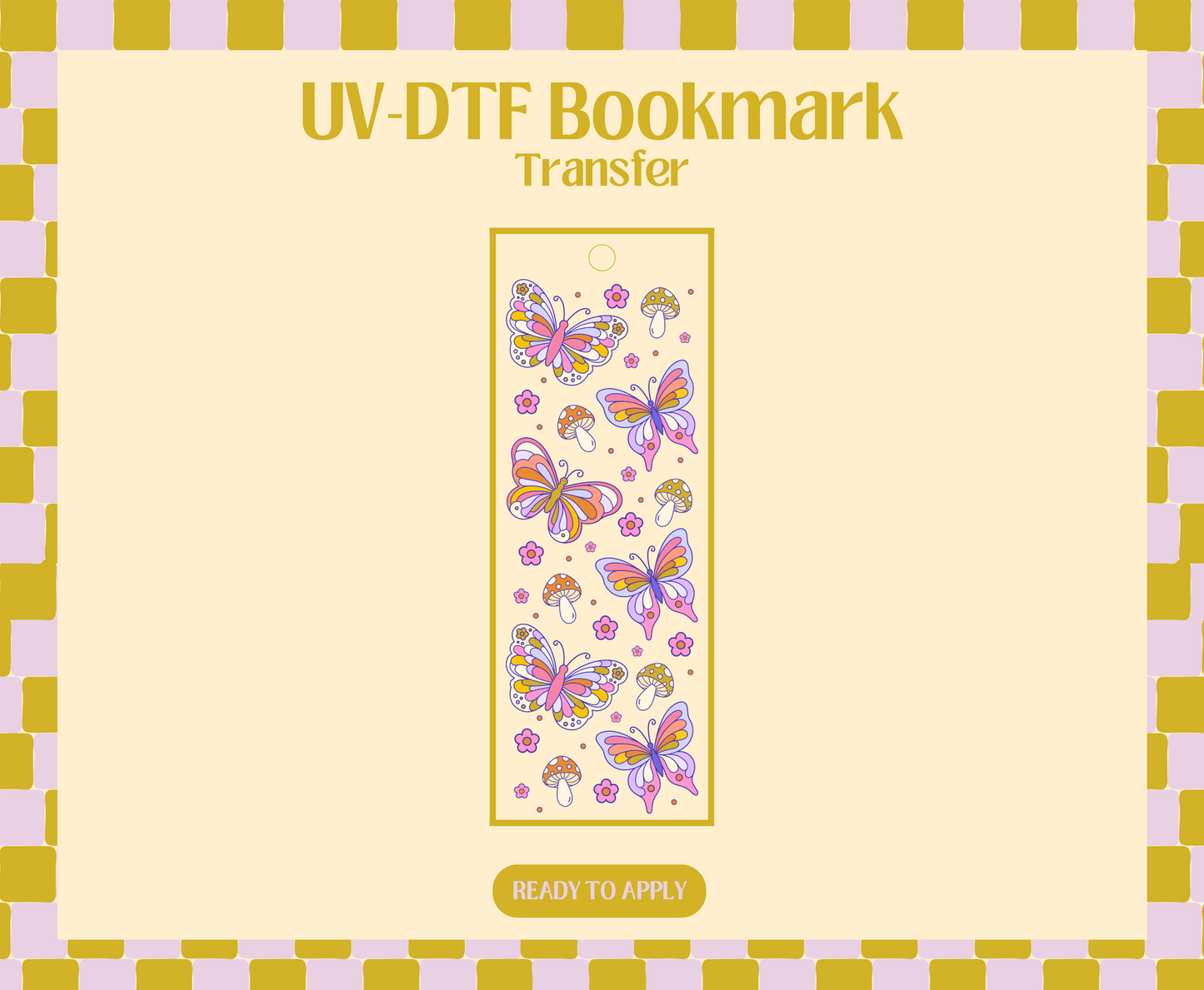 Boho Butterfly Mushies UV-DTF Bookmark