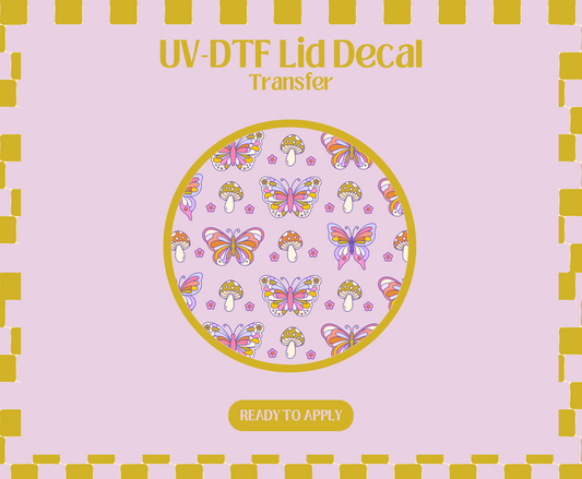 Boho Butterfly Mushies UV-DTF Lid Decal