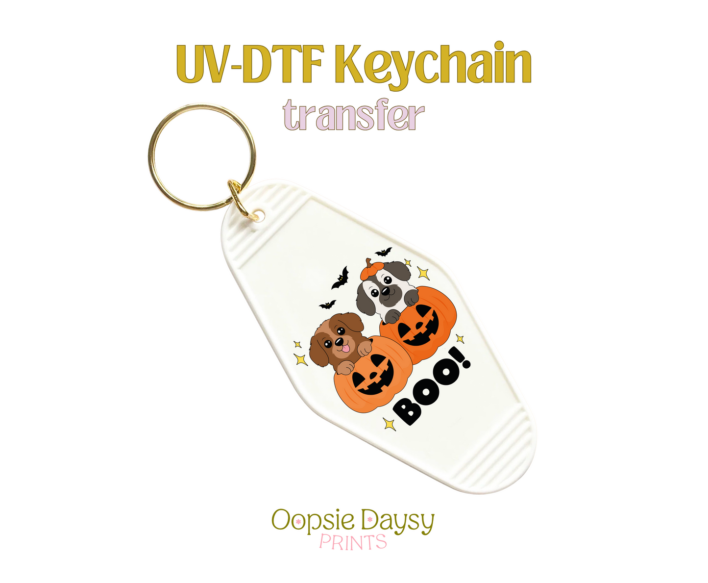 Boo Pumpkin Pups UV-DTF Keychain