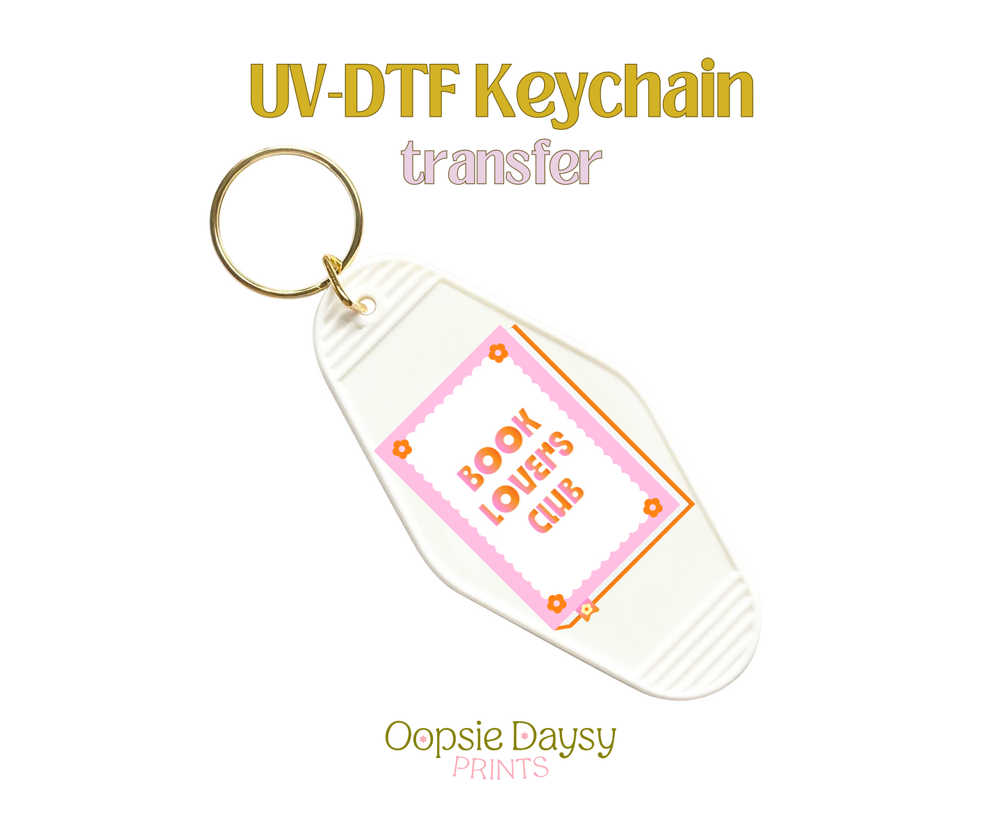 Book Lovers Club Pink UV-DTF Keychain