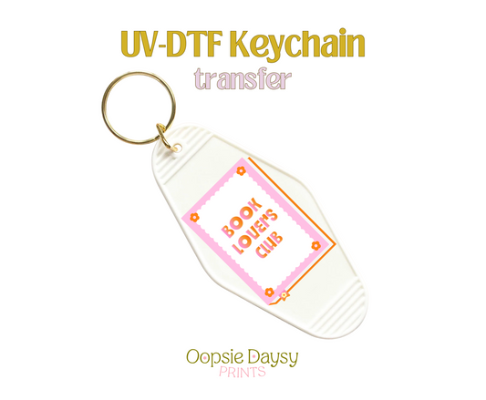 Book Lovers Club Pink UV-DTF Keychain