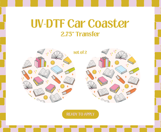 Book pattern UV-DTF Car Coaster