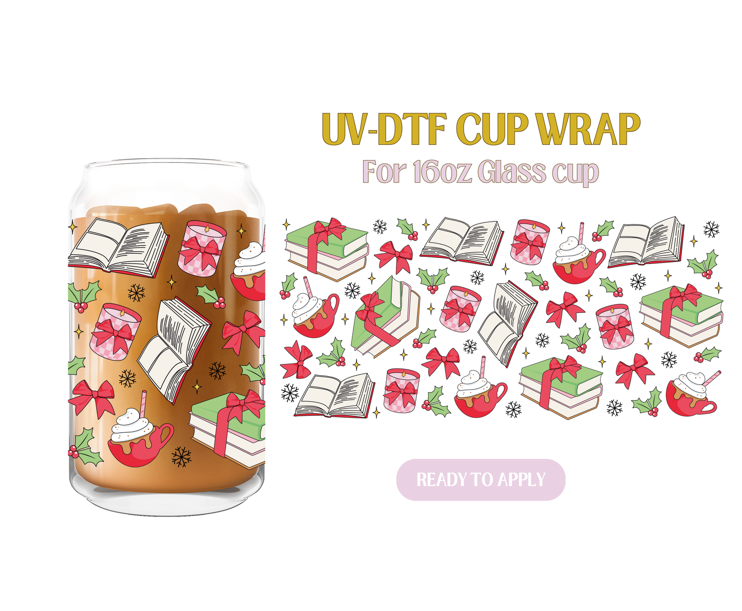 Bookish Christmas red/green UV-DTF Wrap