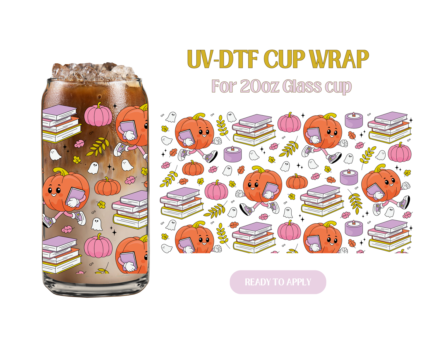 Bookish Pumpkin 20oz UV-DTF Wrap