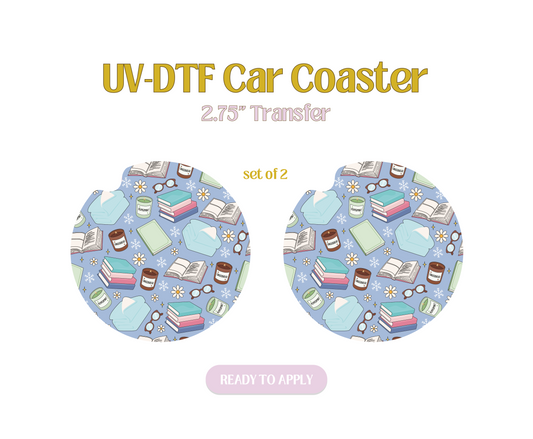 Bookish Winter UV-DTF Car Coaster