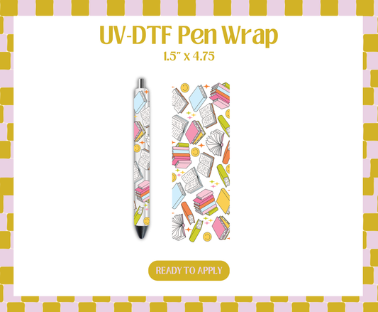 Book pattern UV-DTF Pen Wraps