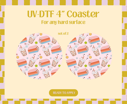 Books and Coffee UV-DTF 4" Coaster