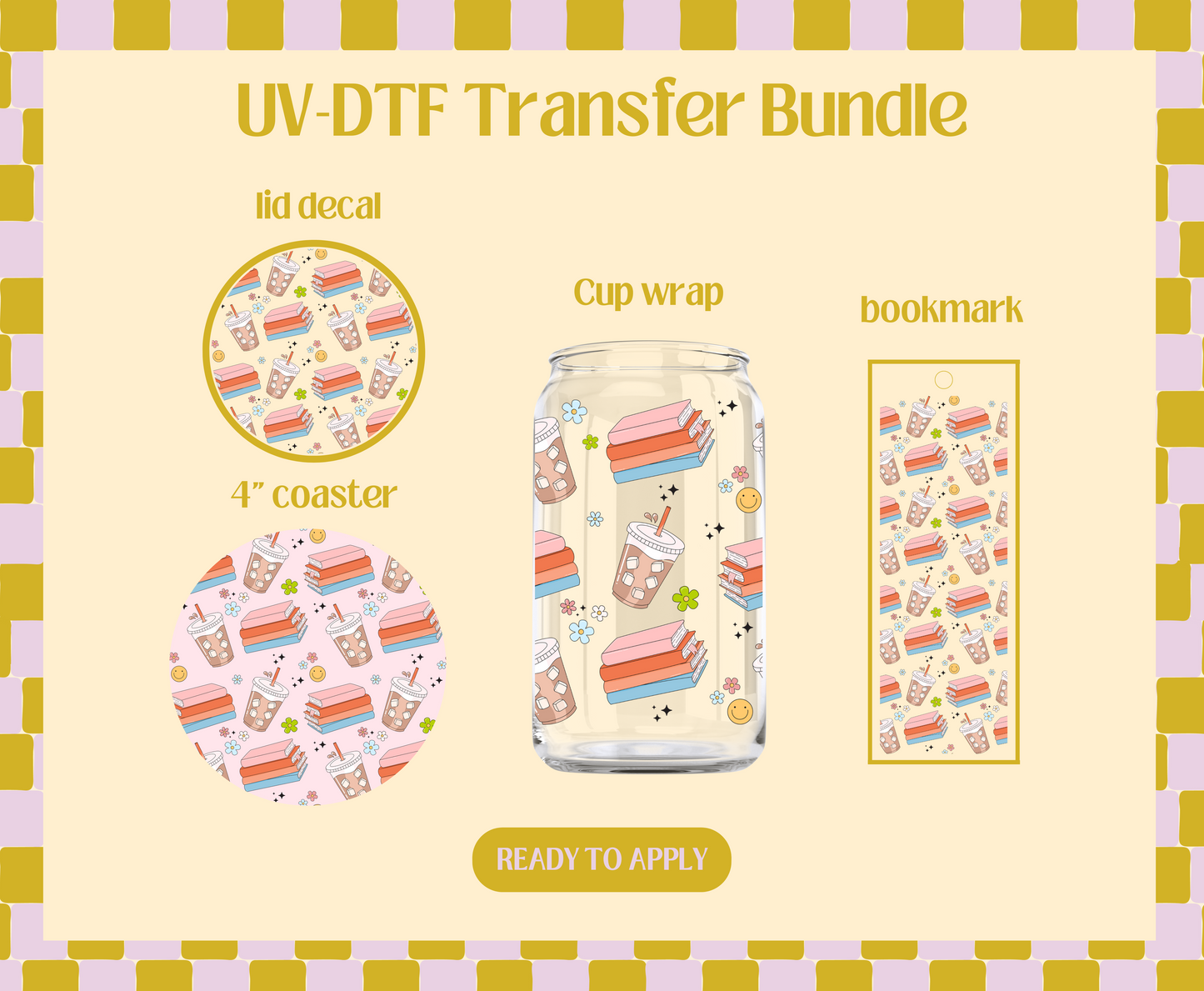 Books and Coffee UV-DTF Transfer Bundle