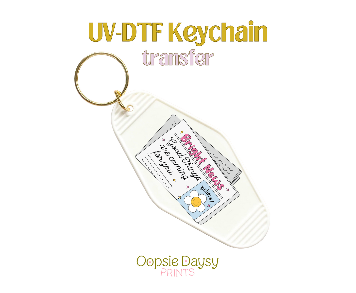 Bright Newspaper UV-DTF Keychain