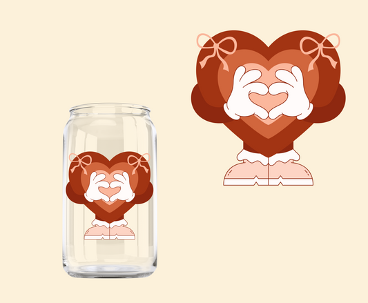 Brown retro heart Cutie UV-DTF Decal