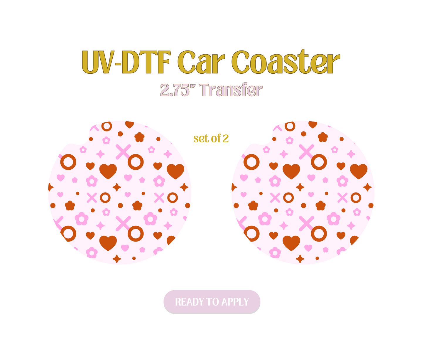 Valentine Confetti UV-DTF Car Coaster