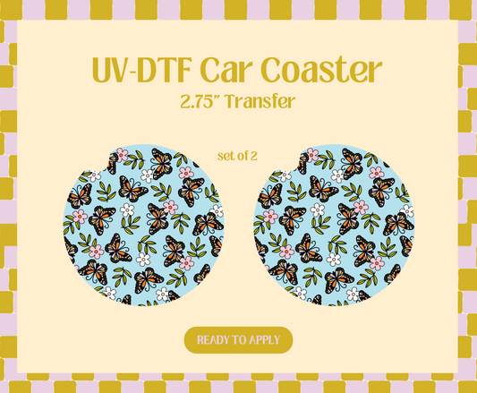 Butterfly Garden UV-DTF Car Coaster