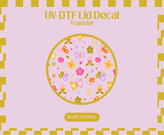 Butterfly Spring Doodles UV-DTF Lid Decal