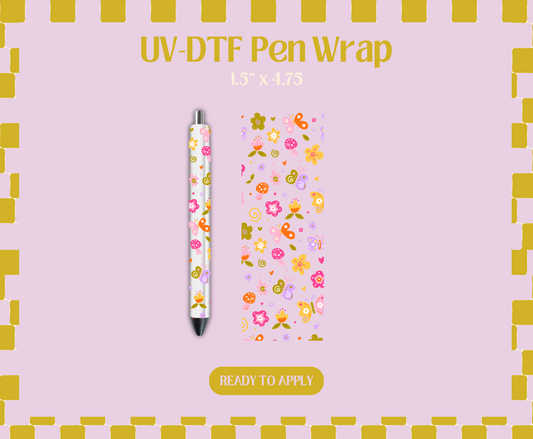 Butterfly Spring Doodles UV-DTF Pen Wraps