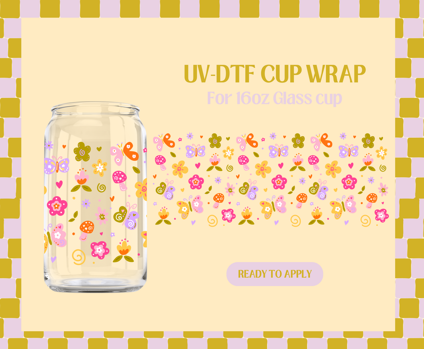 Butterfly Spring Doodles UV-DTF Wrap