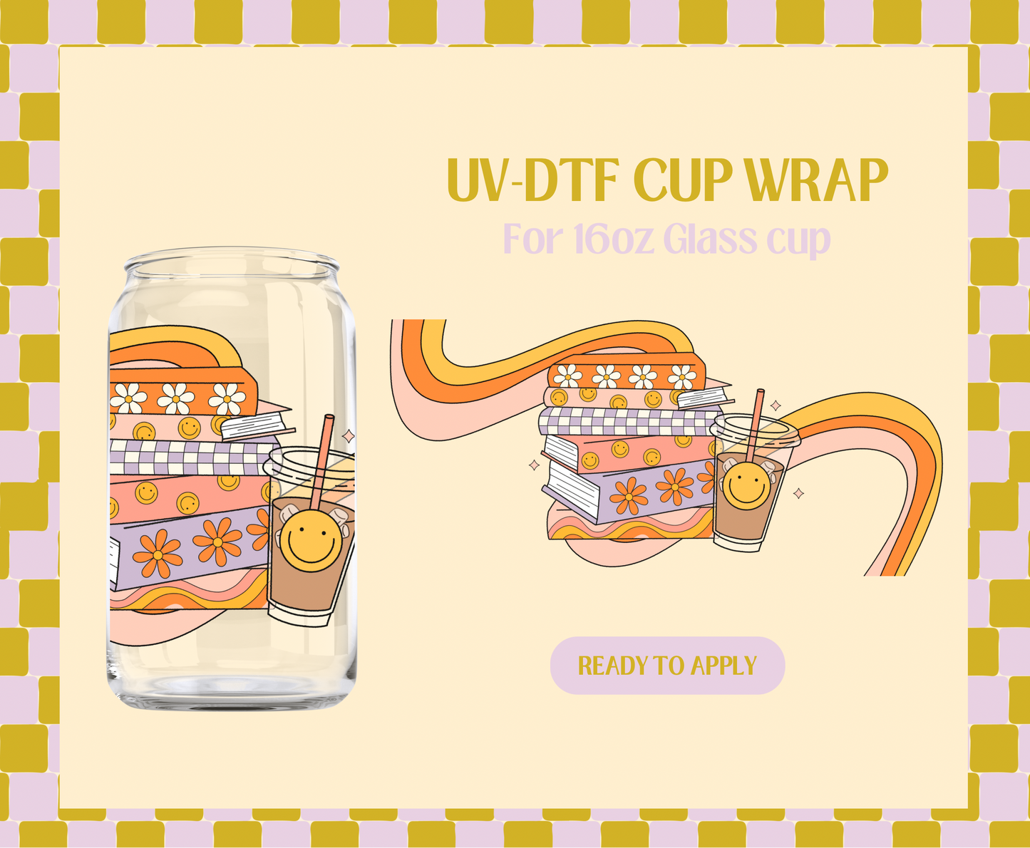 Books and Iced Coffee UV-DTF Wrap