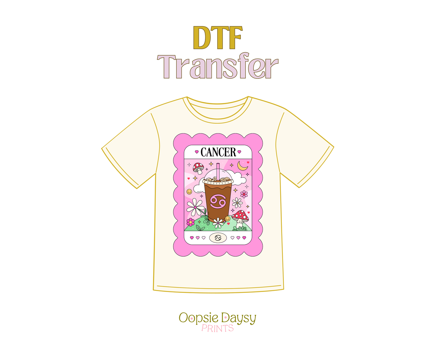 Cancer Pink Iced Coffee DTF Transfer