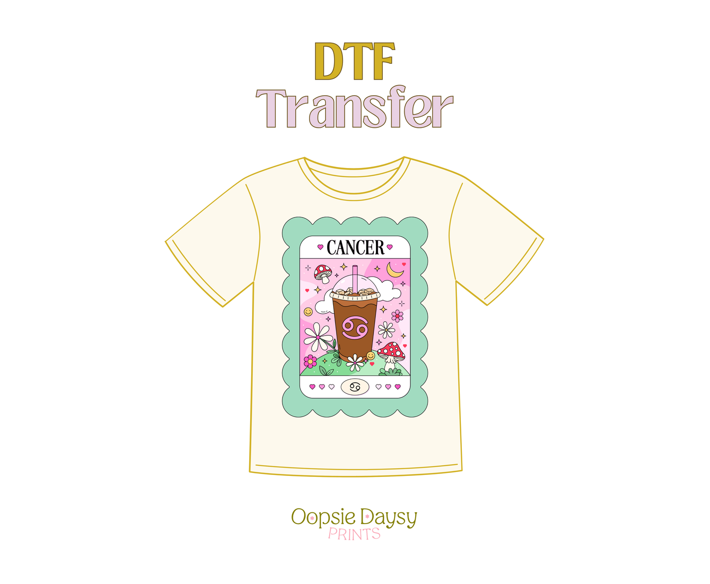 Cancer Teal Iced Coffee DTF Transfer