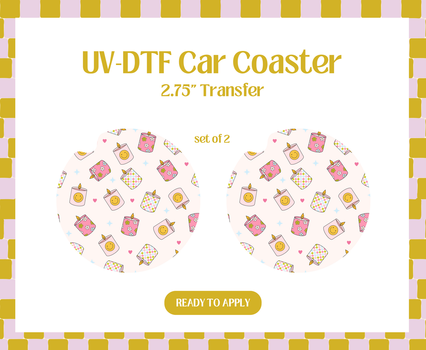 Candles UV-DTF Car Coaster