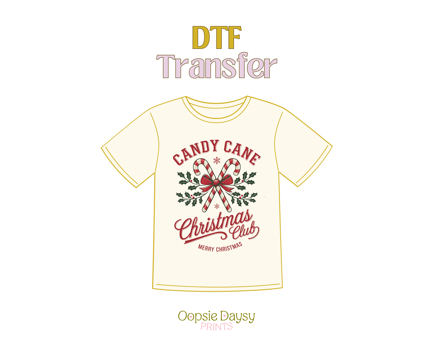 Candy Cane Christmas DTF Transfer