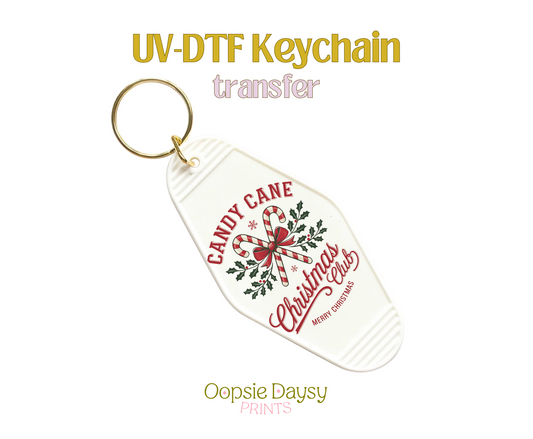 Candy Cane Christmas UV-DTF Keychain