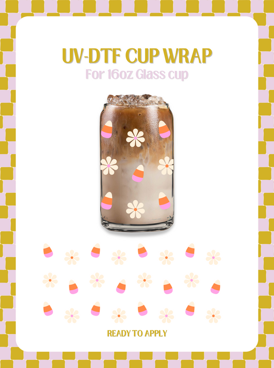 Candy Corn Daisies UV-DTF Wrap