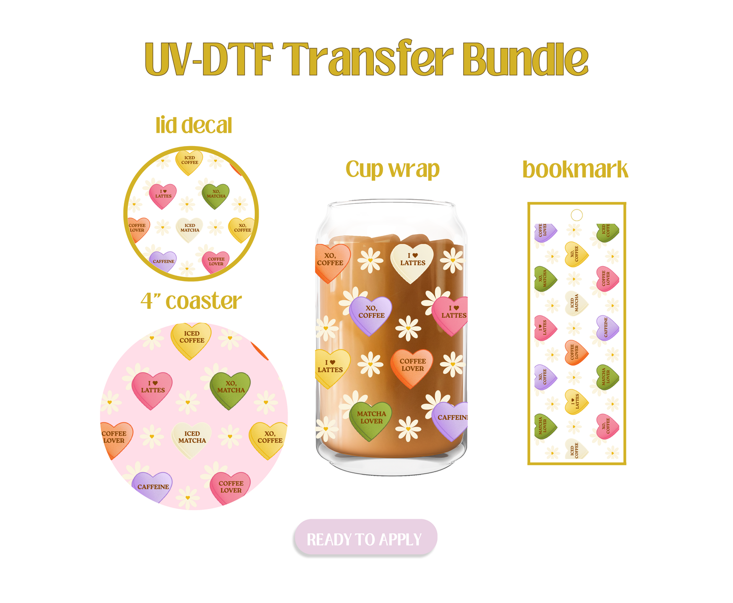 Candy Hearts Floral UV-DTF Transfer Bundle