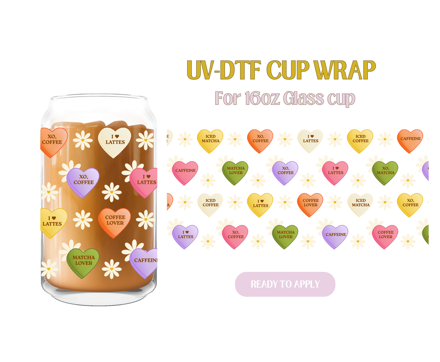 Candy Hearts Floral UV-DTF Wrap