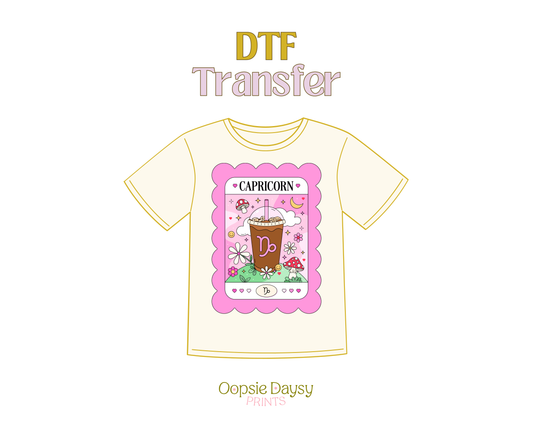 Capricorn Pink Iced Coffee DTF Transfer