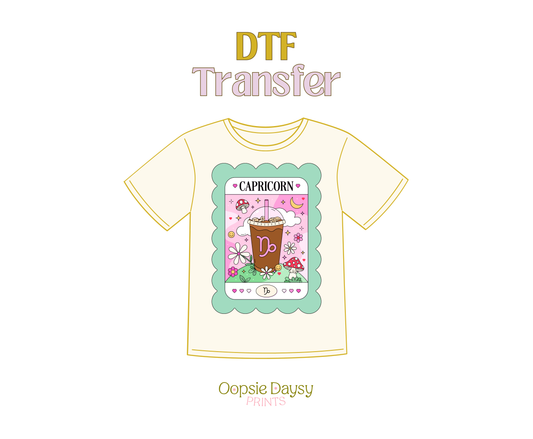 Capricorn Teal Iced Coffee DTF Transfer