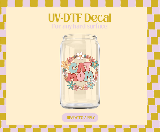 Cat mom floral UV-DTF Decal