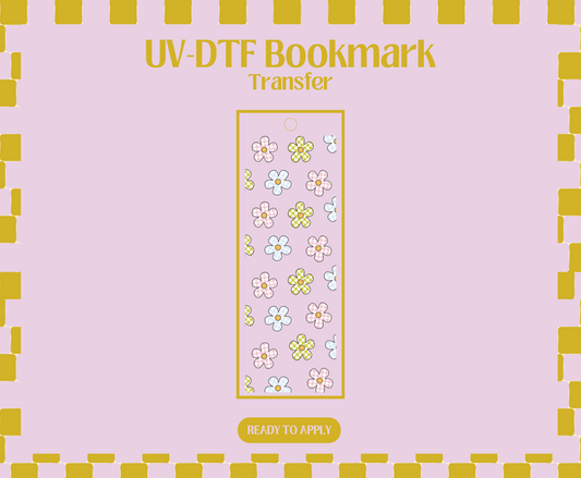 Checkered daisies UV-DTF Bookmark