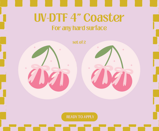 Cherry Coquette UV-DTF 4" Coaster