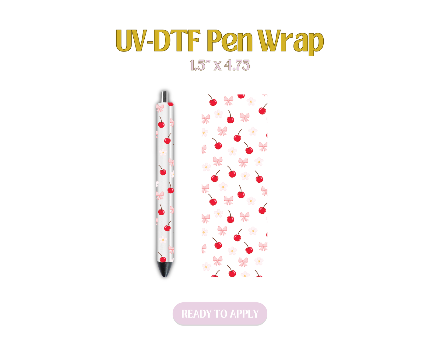 Cherry Daisy Light Pink UV-DTF Pen Wraps