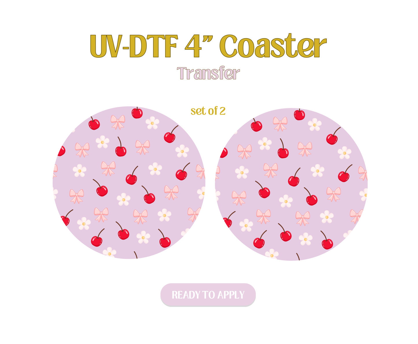 Cherry Daisy Light Pink UV-DTF 4" Coaster