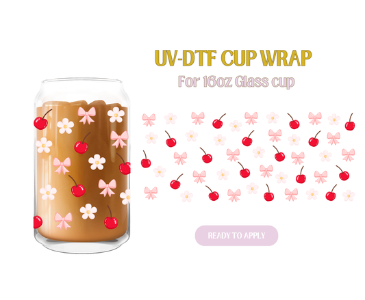 Cherry Daisy Light Pink UV-DTF Wrap