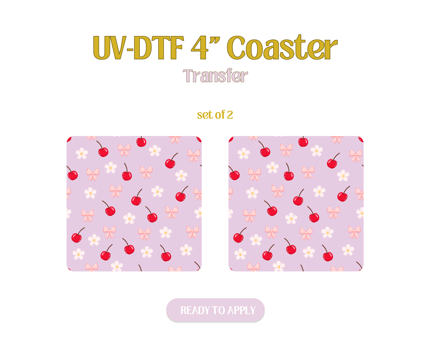 Cherry Daisy Light Pink UV-DTF 4" Coaster