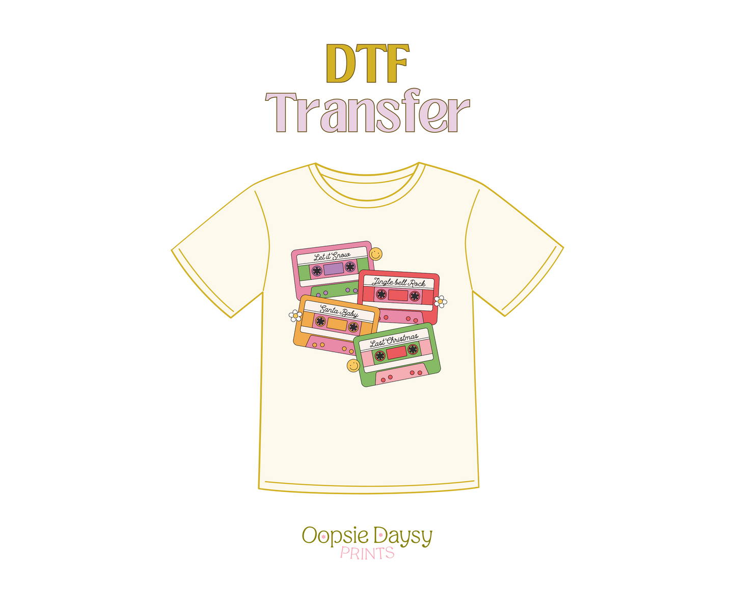 Christmas Cassette Tapes DTF Transfer