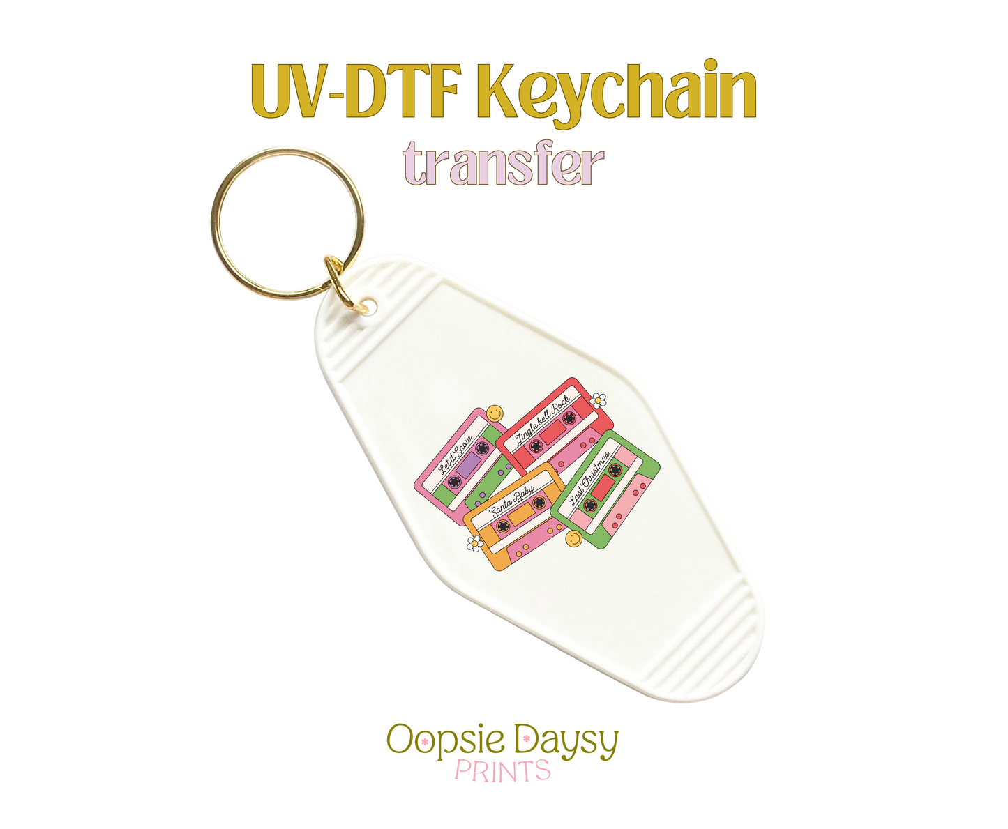 Christmas Cassette Tapes UV-DTF Keychain