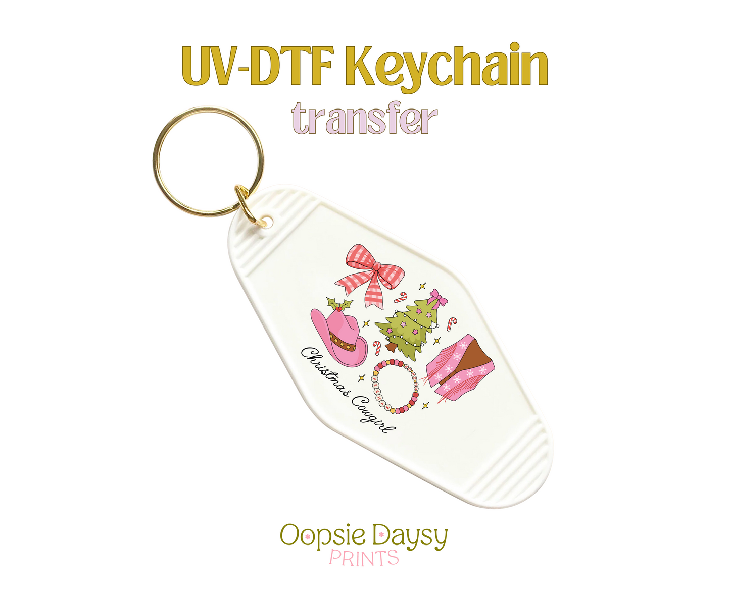 Christmas Cowgirl UV-DTF Keychain