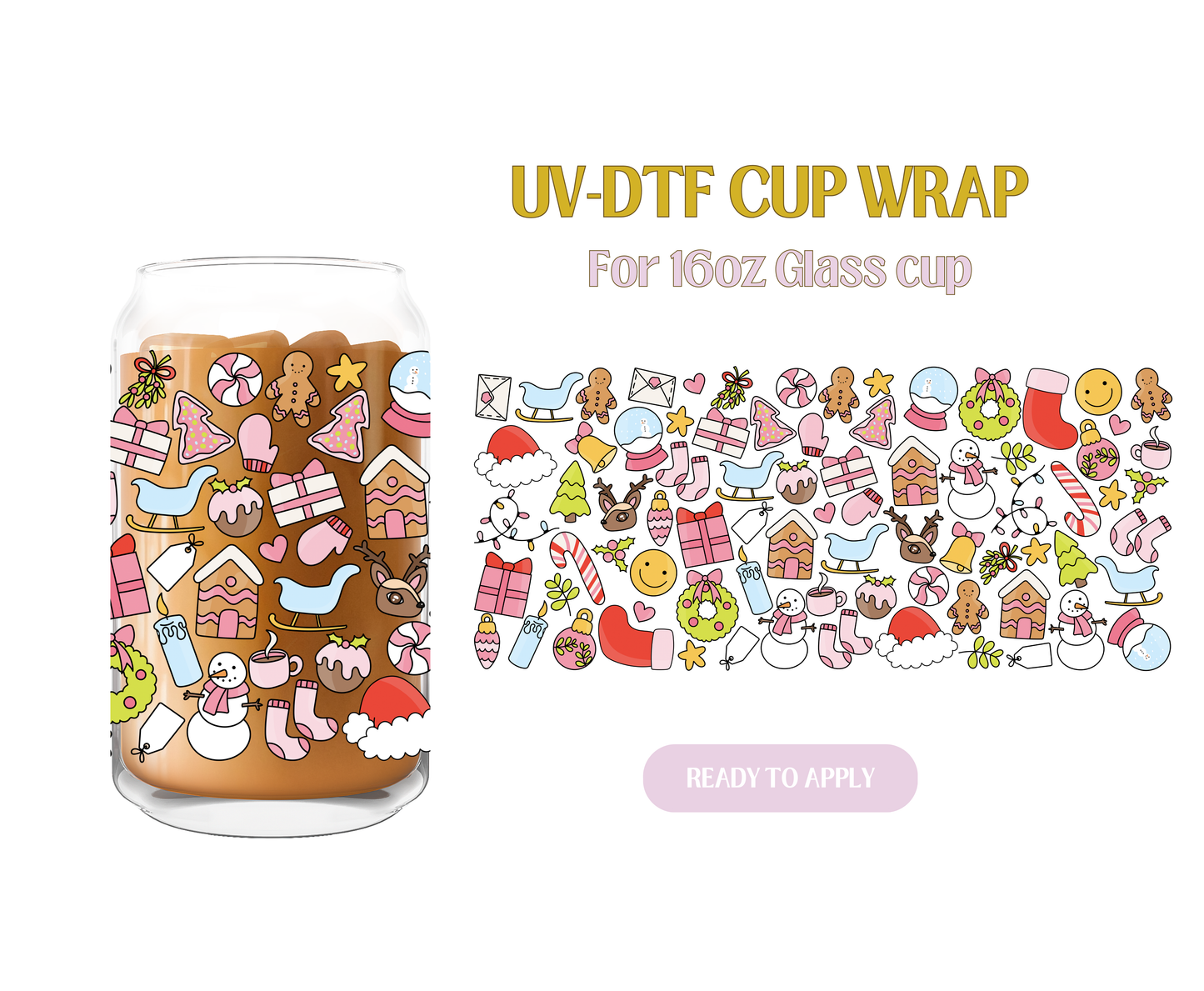 Christmas Doodles UV-DTF Wrap