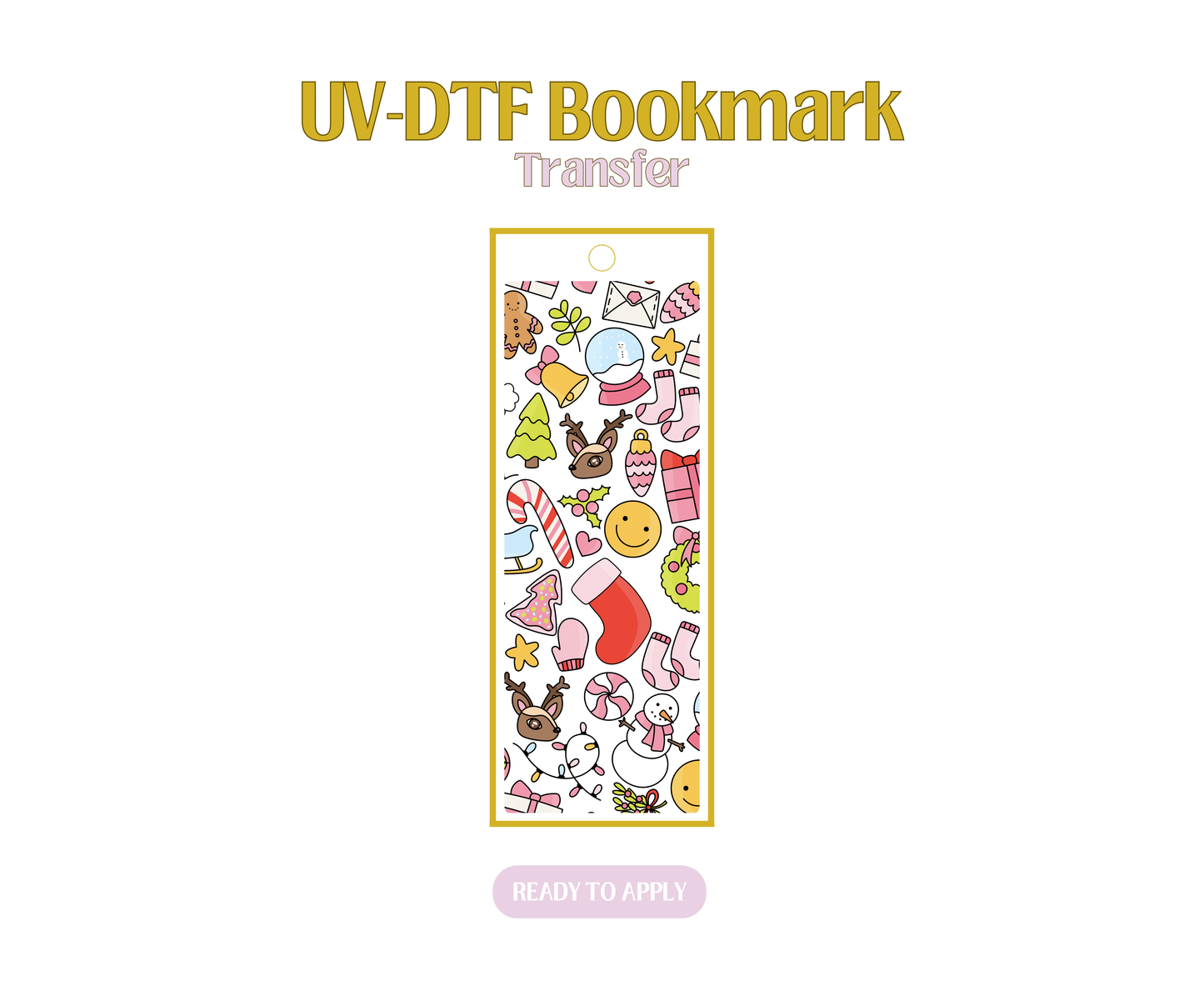 Christmas Doodles UV-DTF Bookmark