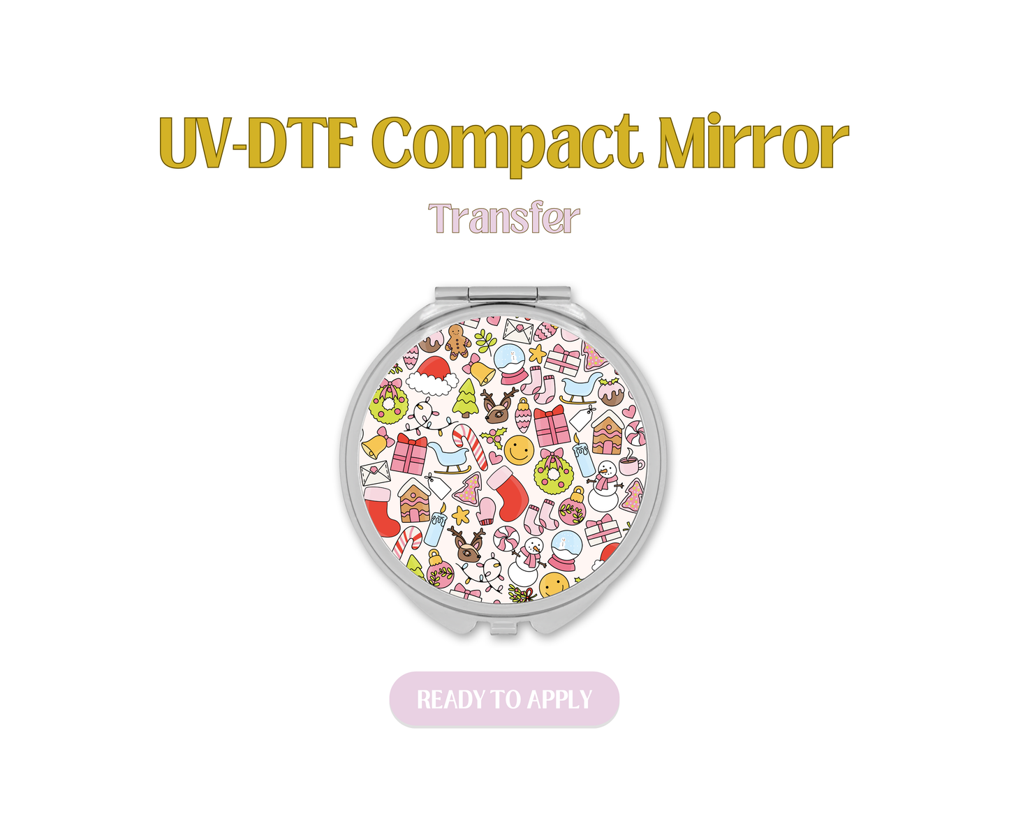 Christmas Doodles UV-DTF Compact Mirror