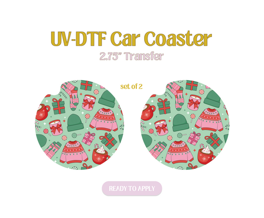 Christmas Girly UV-DTF Car Coaster