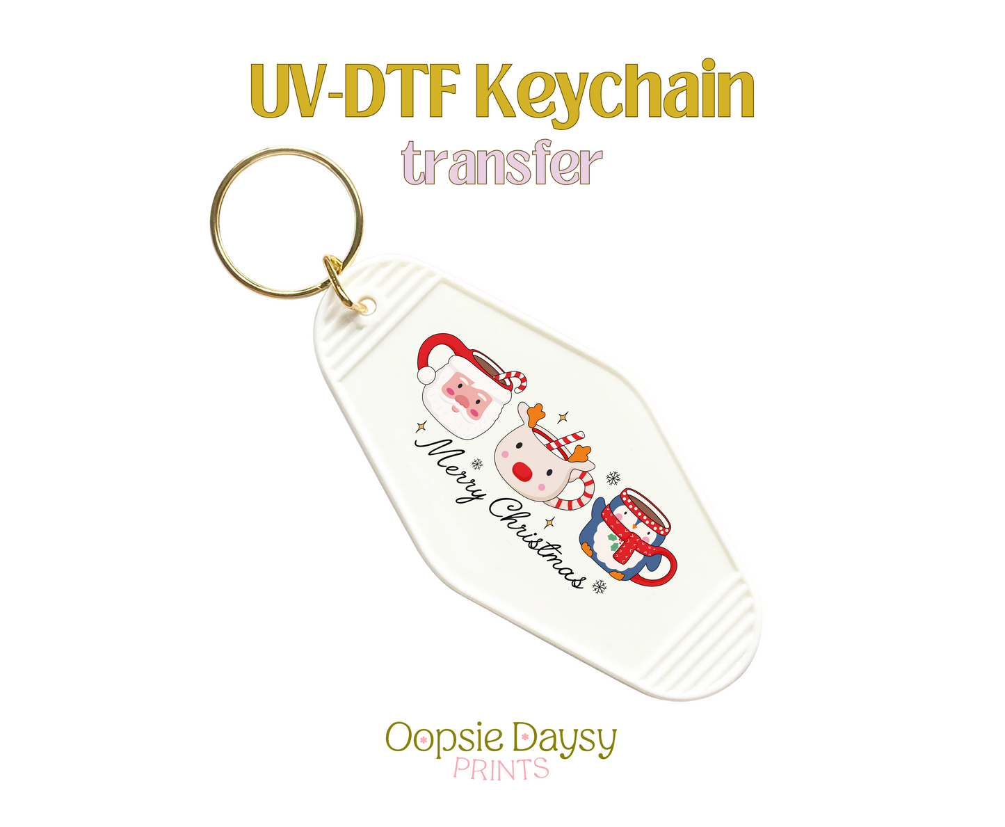 Christmas Mugs UV-DTF Keychain